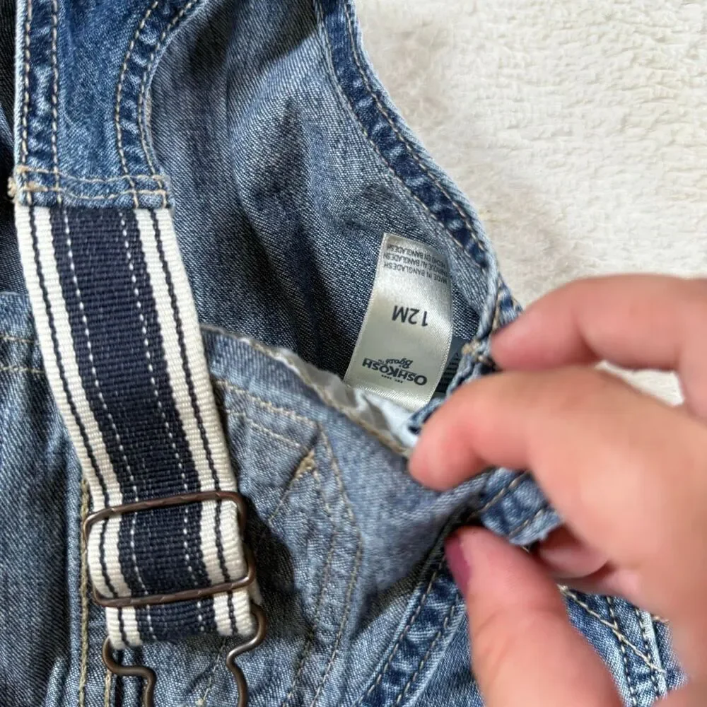 Vintage Oshkosh B'Kosh Vestbak Denim Toddler Overalls 12M USA Made Farmer Blue